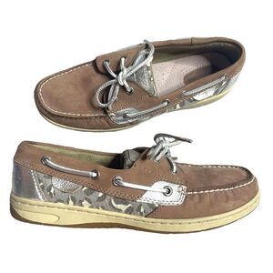 Sperry Top Sider Women’s Leopard Animal Print Boat Shoes Size 8 M Preppy Summer